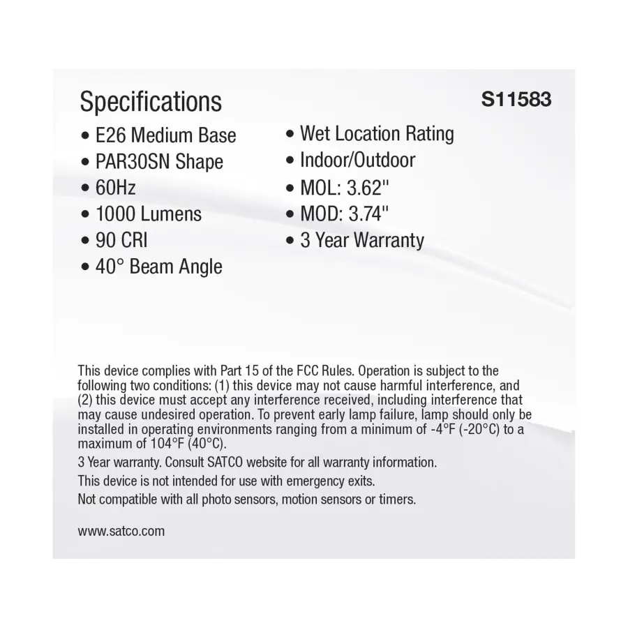 11 Watt PAR30SN LED - Medium Base - Silver Finish - CCT Selectable - 120 Volt - 40 Degree Beam Angle - Image 5