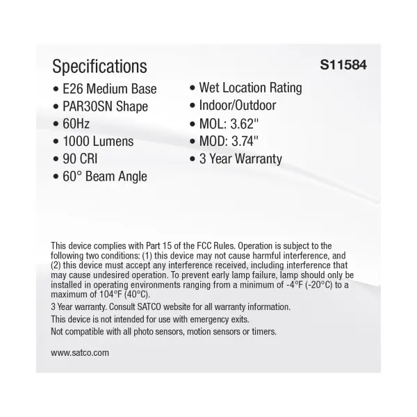 11 Watt PAR30SN LED - Medium Base - Silver Finish - CCT Selectable - 120 Volt - 60 Degree Beam Angle - Image 5