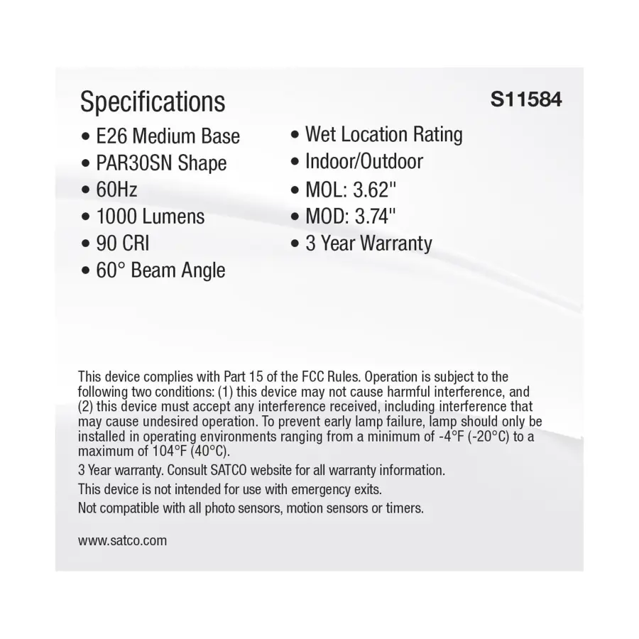 11 Watt PAR30SN LED - Medium Base - Silver Finish - CCT Selectable - 120 Volt - 60 Degree Beam Angle - Image 5