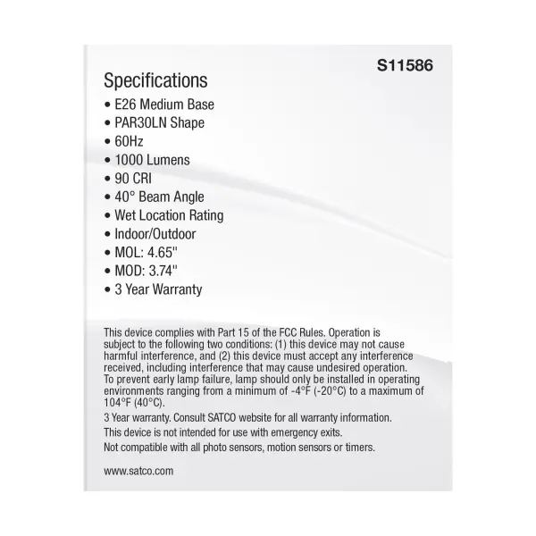 11 Watt PAR30LN LED - Medium Base - Silver Finish - CCT Selectable - 120 Volt - 40 Degree Beam Angle - Image 5