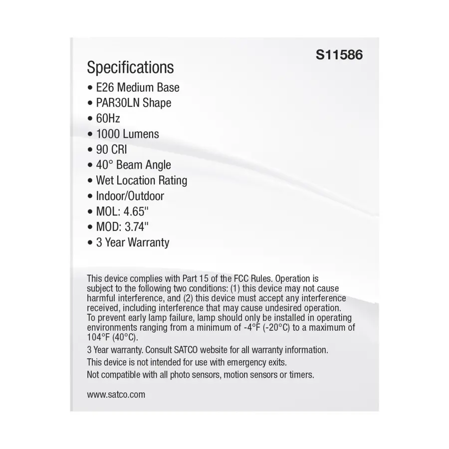 11 Watt PAR30LN LED - Medium Base - Silver Finish - CCT Selectable - 120 Volt - 40 Degree Beam Angle - Image 5