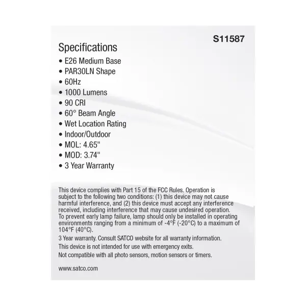 11 Watt PAR30LN LED - Medium Base - Silver Finish - CCT Selectable - 120 Volt - 60 Degree Beam Angle - Image 5