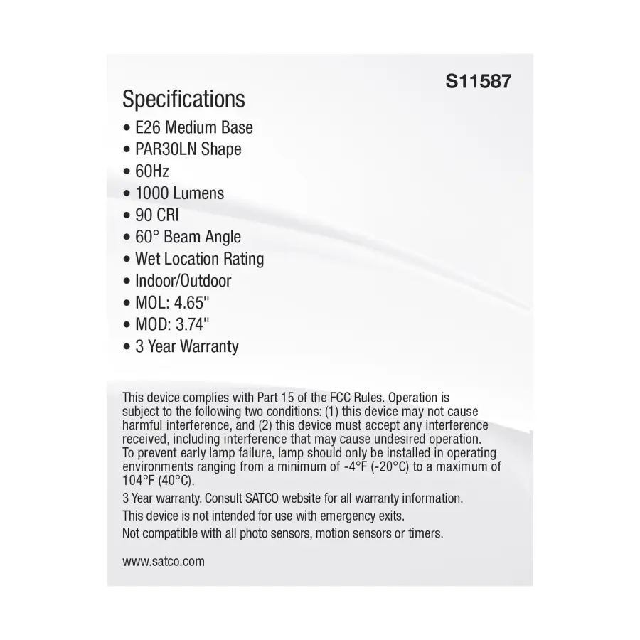 11 Watt PAR30LN LED - Medium Base - Silver Finish - CCT Selectable - 120 Volt - 60 Degree Beam Angle - Image 5
