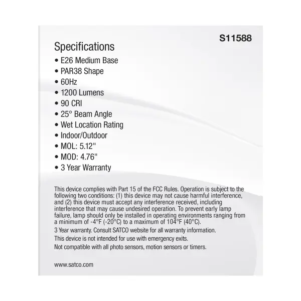 13.3 Watt PAR38 LED - Medium Base - Silver Finish - CCT Selectable - 120 Volt - 25 Degree Beam Angle - Image 5