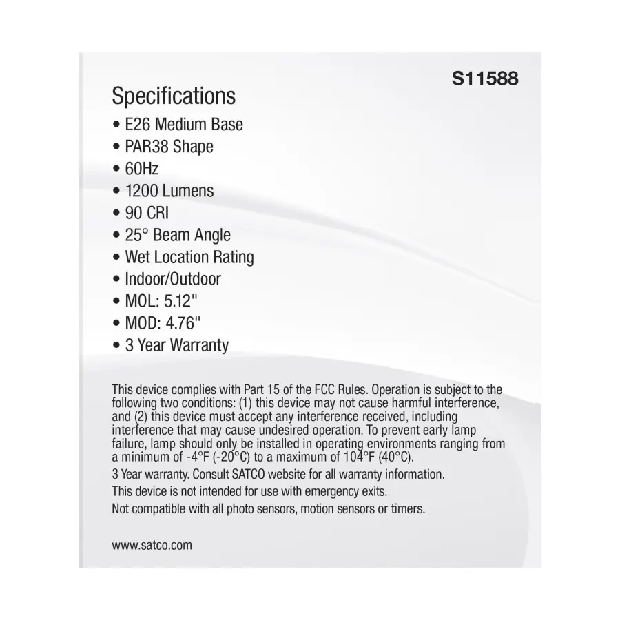 13.3 Watt PAR38 LED - Medium Base - Silver Finish - CCT Selectable - 120 Volt - 25 Degree Beam Angle - Image 5