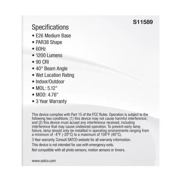 13.3 Watt PAR38 LED - Medium Base - Silver Finish - CCT Selectable - 120 Volt - 40 Degree Beam Angle - Image 5