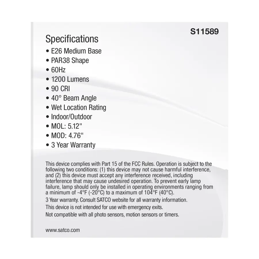 13.3 Watt PAR38 LED - Medium Base - Silver Finish - CCT Selectable - 120 Volt - 40 Degree Beam Angle - Image 5
