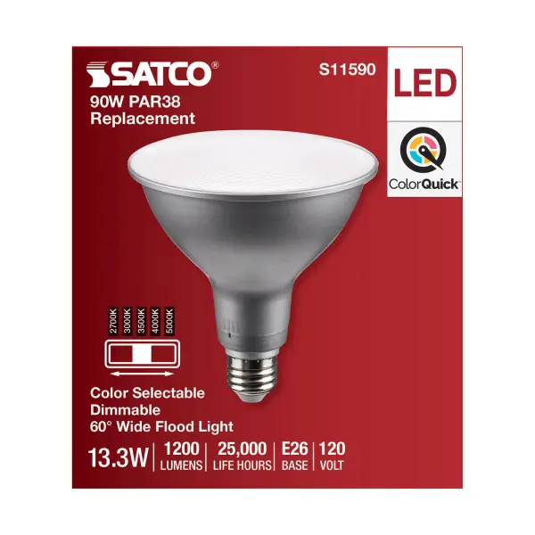 13.3 Watt PAR38 LED - Medium Base - Silver Finish - CCT Selectable - 120 Volt - 60 Degree Beam Angle - Image 4