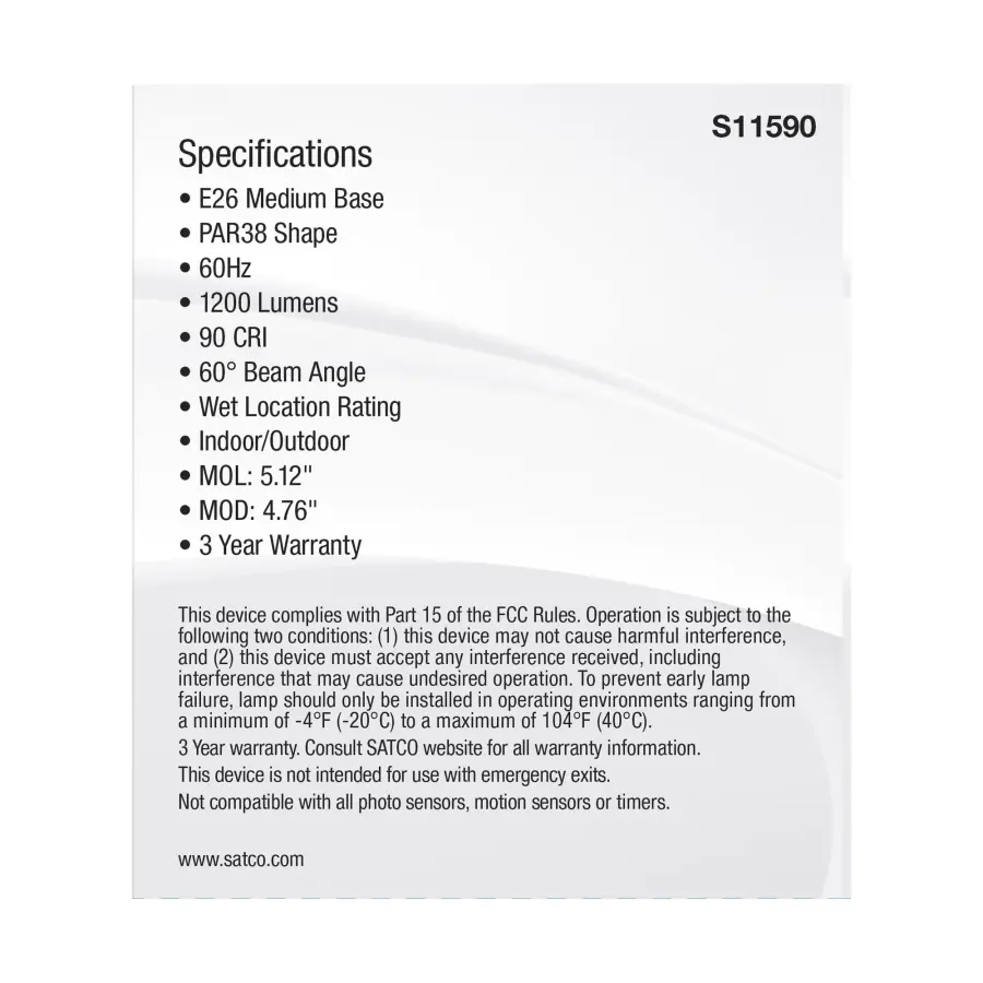13.3 Watt PAR38 LED - Medium Base - Silver Finish - CCT Selectable - 120 Volt - 60 Degree Beam Angle - Image 5