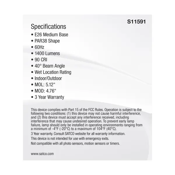 15.5 Watt PAR38 LED - Medium Base - Silver Finish - CCT Selectable - 120 Volt - 40 Degree Beam Angle - Image 5