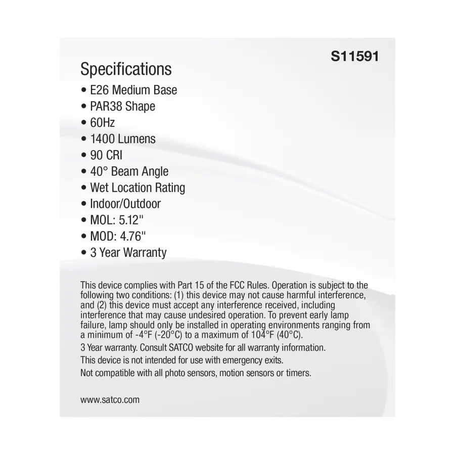 15.5 Watt PAR38 LED - Medium Base - Silver Finish - CCT Selectable - 120 Volt - 40 Degree Beam Angle - Image 5