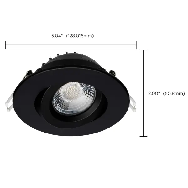 12 Watt LED Direct Wire Downlight - Gimbaled - 4 Inch - CCT Selectable - Round - Remote Driver - Black Finish - 850 Lumens - 120 Volt - Image 16