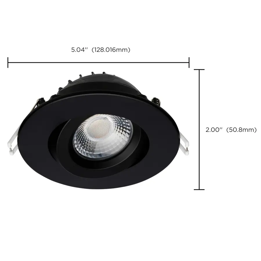 12 Watt LED Direct Wire Downlight - Gimbaled - 4 Inch - CCT Selectable - Round - Remote Driver - Black Finish - 850 Lumens - 120 Volt - Image 16