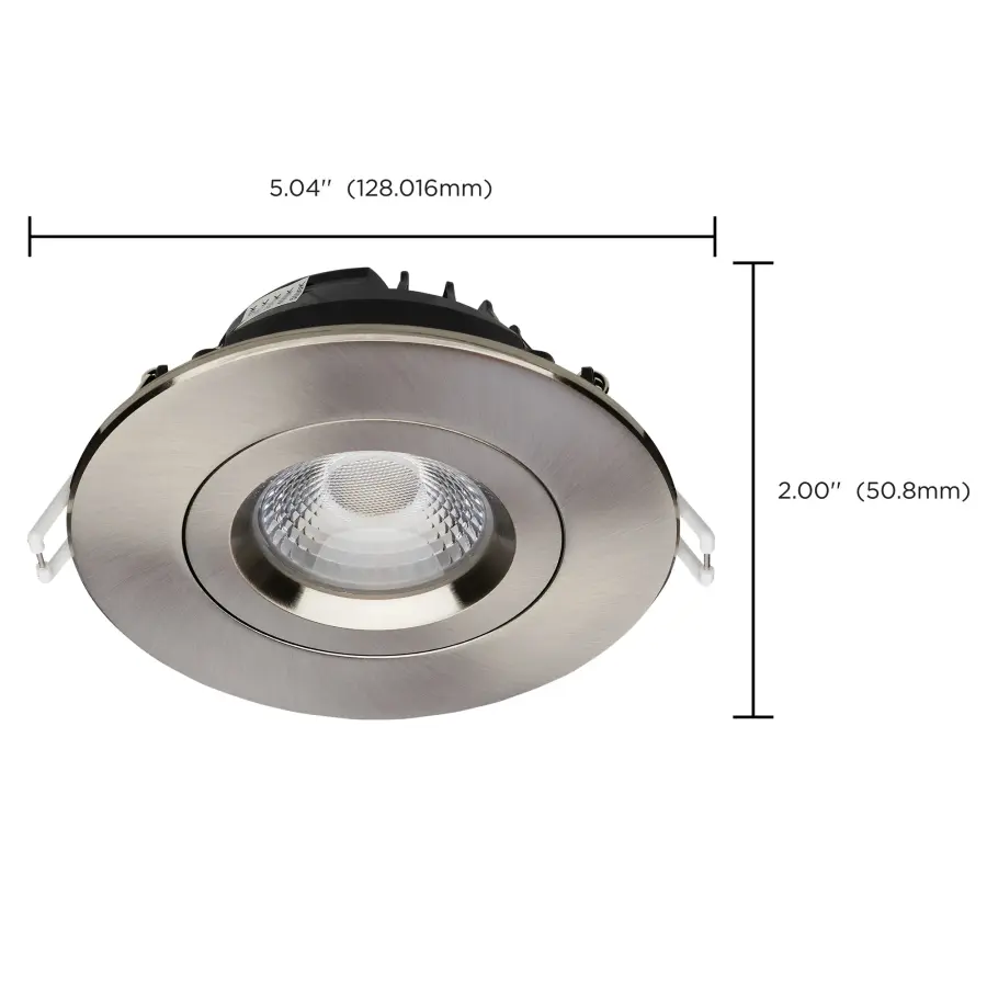 12 Watt LED Direct Wire Downlight - Gimbaled - 4 Inch - CCT Selectable - Round - Remote Driver - Brushed Nickel Finish - 850 Lumens - 120 Volt - Image 16