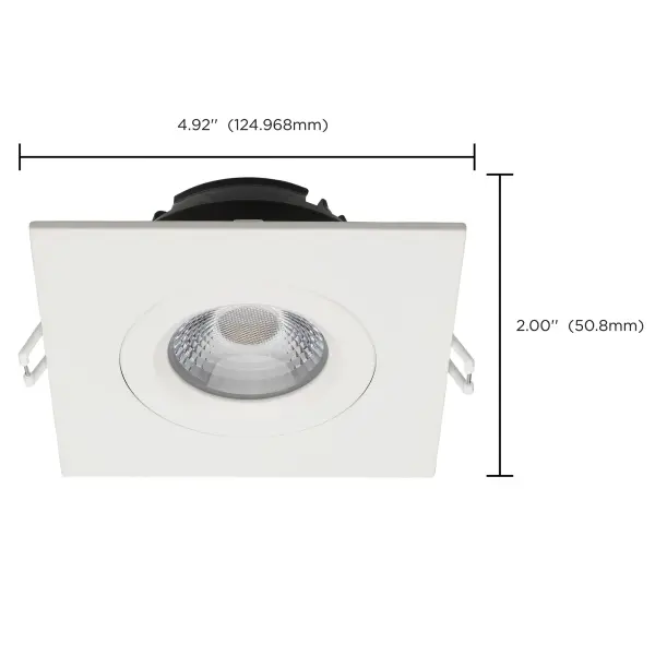 12 Watt LED Direct Wire Downlight - Gimbaled - 4 Inch - CCT Selectable - Square - Remote Driver - White Finish - 850 Lumens - 120 Volt - Image 16