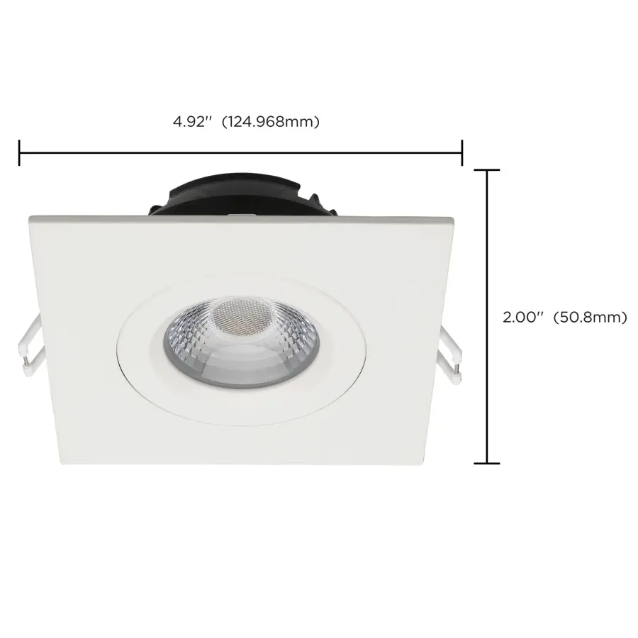 12 Watt LED Direct Wire Downlight - Gimbaled - 4 Inch - CCT Selectable - Square - Remote Driver - White Finish - 850 Lumens - 120 Volt - Image 16