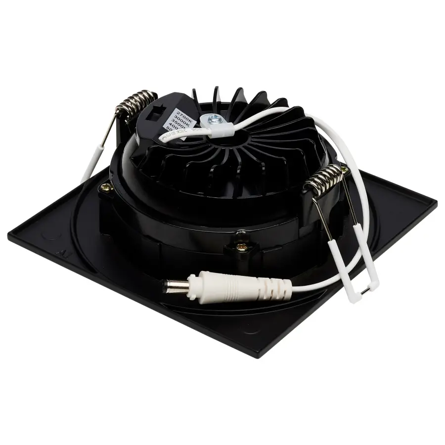 12 Watt LED Direct Wire Downlight - Gimbaled - 4 Inch - CCT Selectable - Square - Remote Driver - Black Finish - 850 Lumens - 120 Volt - Image 2