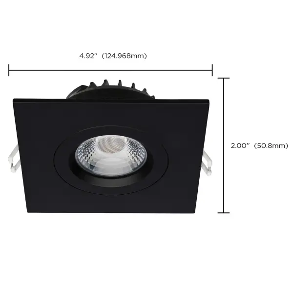12 Watt LED Direct Wire Downlight - Gimbaled - 4 Inch - CCT Selectable - Square - Remote Driver - Black Finish - 850 Lumens - 120 Volt - Image 16