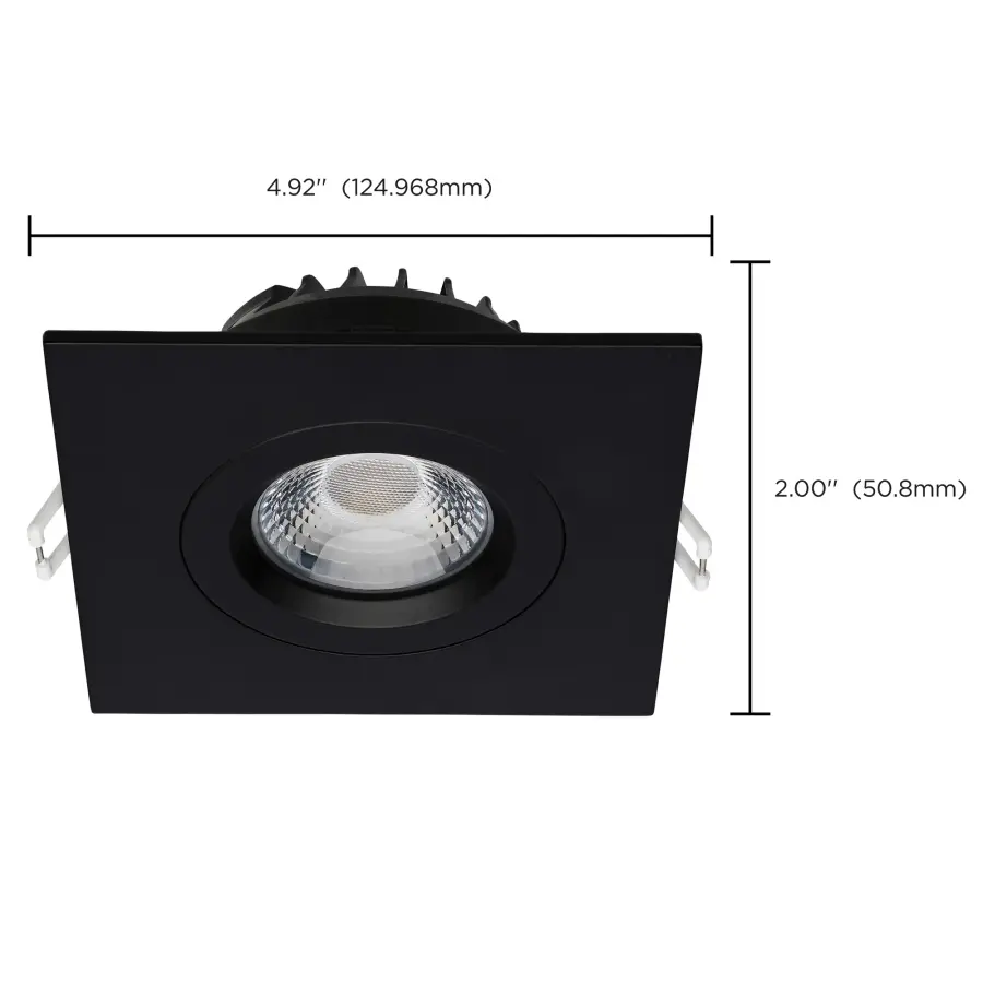 12 Watt LED Direct Wire Downlight - Gimbaled - 4 Inch - CCT Selectable - Square - Remote Driver - Black Finish - 850 Lumens - 120 Volt - Image 16
