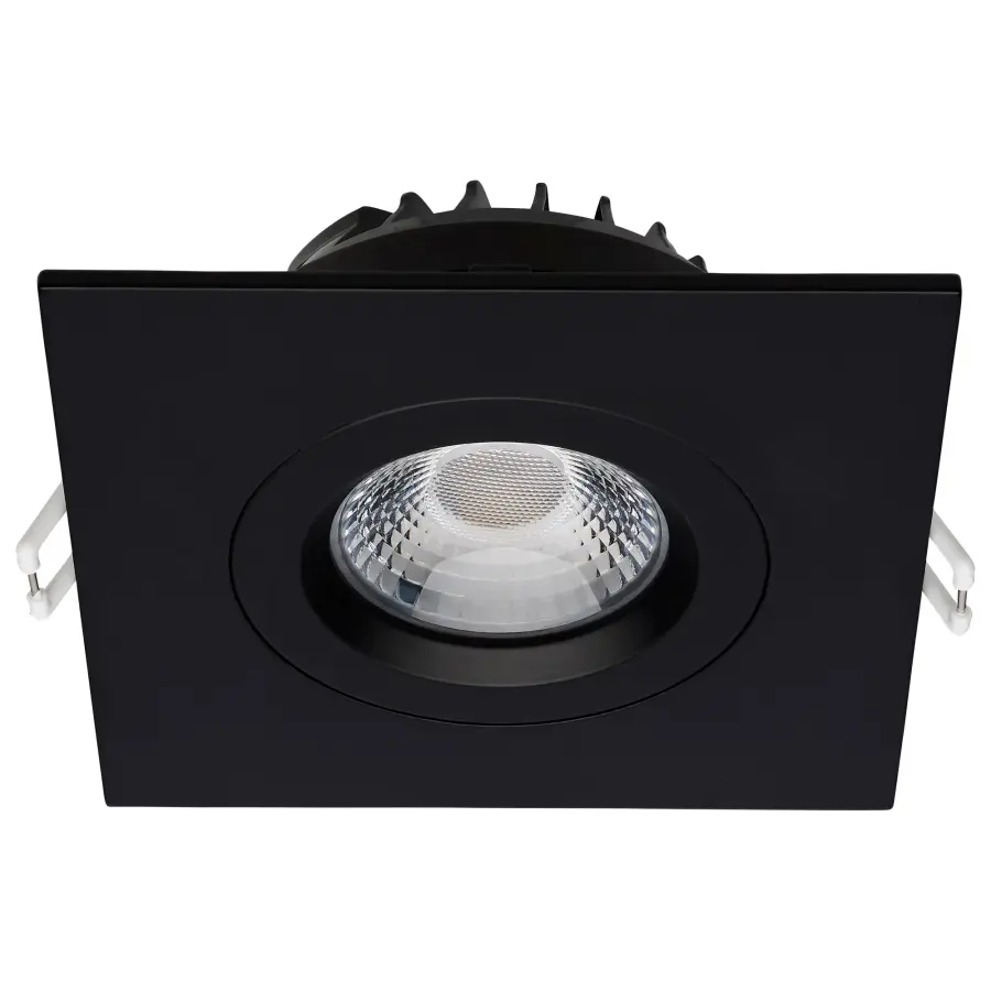 12 Watt LED Direct Wire Downlight - Gimbaled - 4 Inch - CCT Selectable - Square - Remote Driver - Black Finish - 850 Lumens - 120 Volt - Image 3