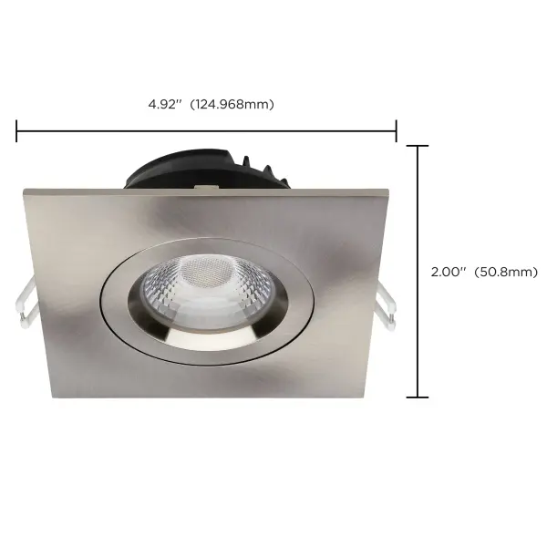 12 Watt LED Direct Wire Downlight - Gimbaled - 4 Inch - CCT Selectable - Square - Remote Driver - Brushed Nickel Finish - 850 Lumens - 120 Volt - Image 16