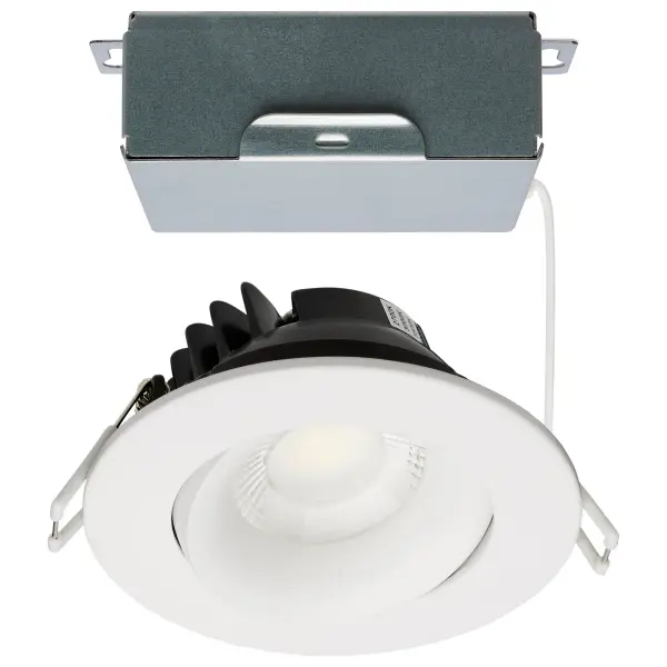 12 Watt LED Direct Wire Downlight - Gimbaled - 3.5 Inch - CCT Selectable - Round - Remote Driver - White Finish - 840 Lumens - 120 Volt - Image 1