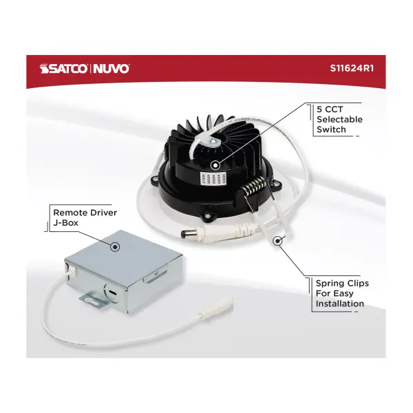 12 Watt LED Direct Wire Downlight - Gimbaled - 3.5 Inch - CCT Selectable - Round - Remote Driver - White Finish - 840 Lumens - 120 Volt - Image 10
