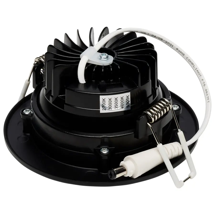 12 Watt LED Direct Wire Downlight - Gimbaled - 3.5 Inch - CCT Selectable - Round - Remote Driver - Black Finish - 840 Lumens - 120 Volt - Image 2
