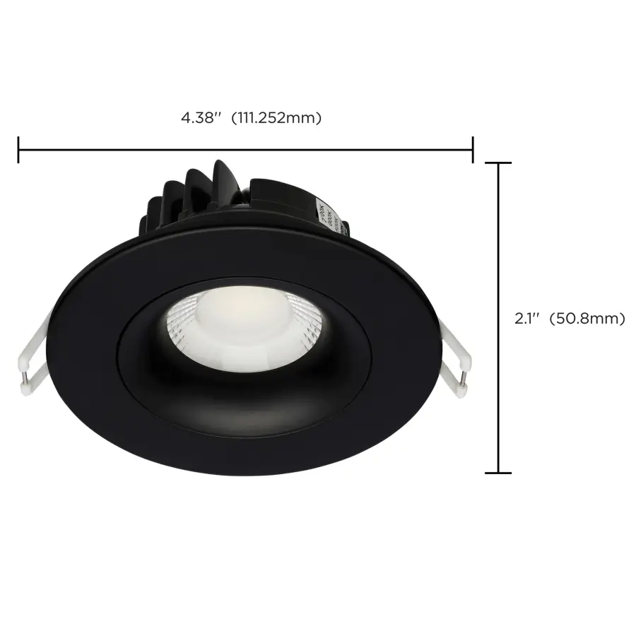 12 Watt LED Direct Wire Downlight - Gimbaled - 3.5 Inch - CCT Selectable - Round - Remote Driver - Black Finish - 840 Lumens - 120 Volt - Image 16