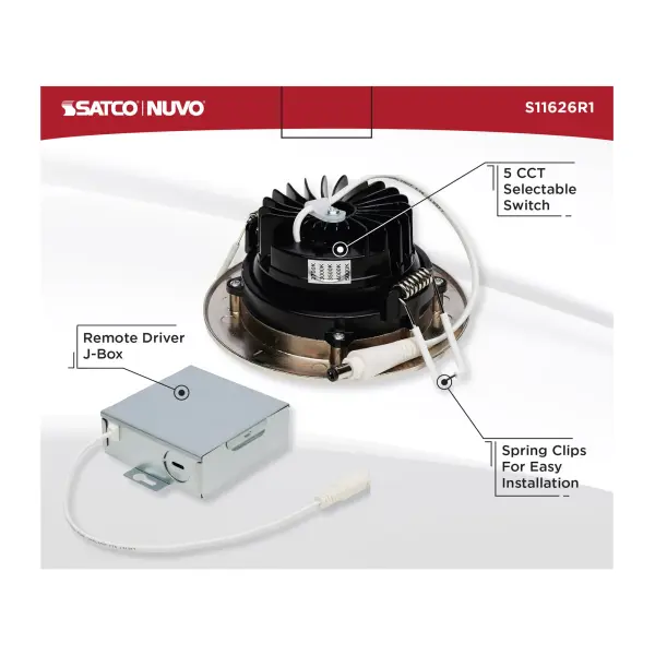 12 Watt LED Direct Wire Downlight - Gimbaled - 3.5 Inch - CCT Selectable - Round - Remote Driver - Brushed Nickel Finish - 840 Lumens - 120 Volt - Image 10