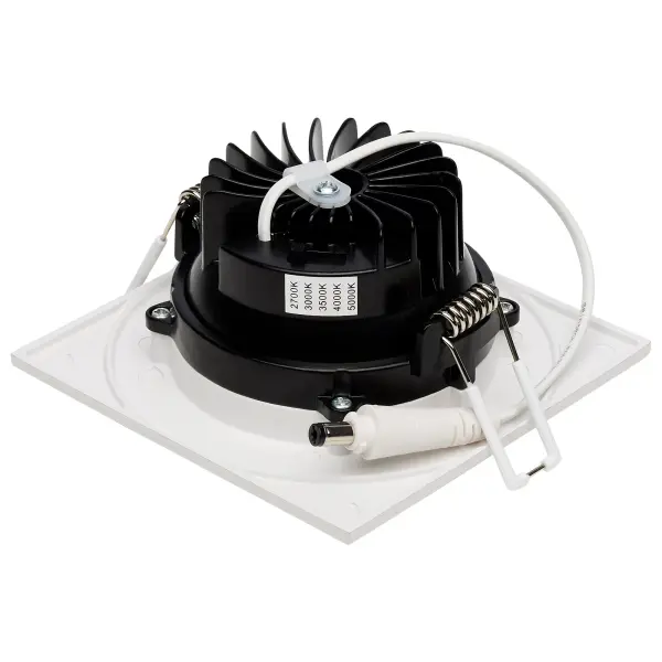 12 Watt LED Direct Wire Downlight - Gimbaled - 3.5 Inch - CCT Selectable - Square - Remote Driver - White Finish - 840 Lumens - 120 Volt - Image 2