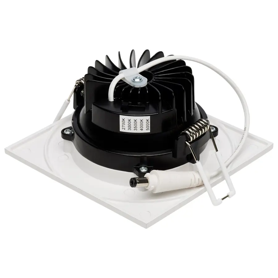 12 Watt LED Direct Wire Downlight - Gimbaled - 3.5 Inch - CCT Selectable - Square - Remote Driver - White Finish - 840 Lumens - 120 Volt - Image 2