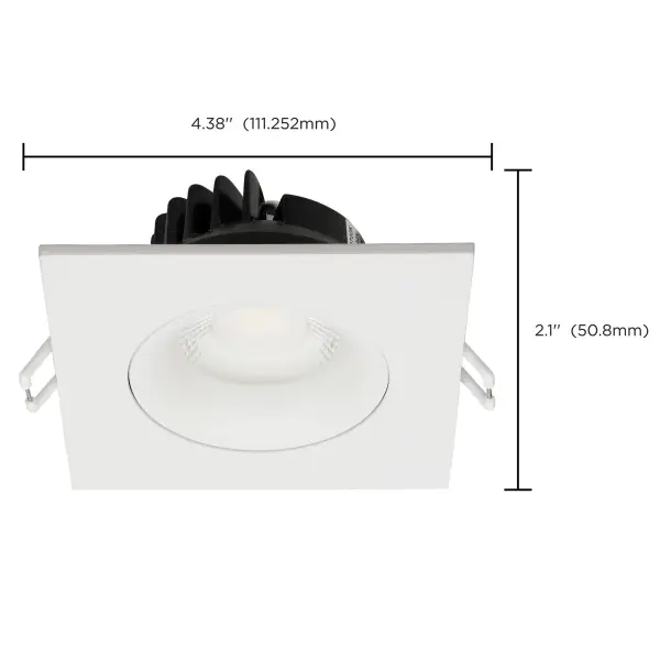 12 Watt LED Direct Wire Downlight - Gimbaled - 3.5 Inch - CCT Selectable - Square - Remote Driver - White Finish - 840 Lumens - 120 Volt - Image 16
