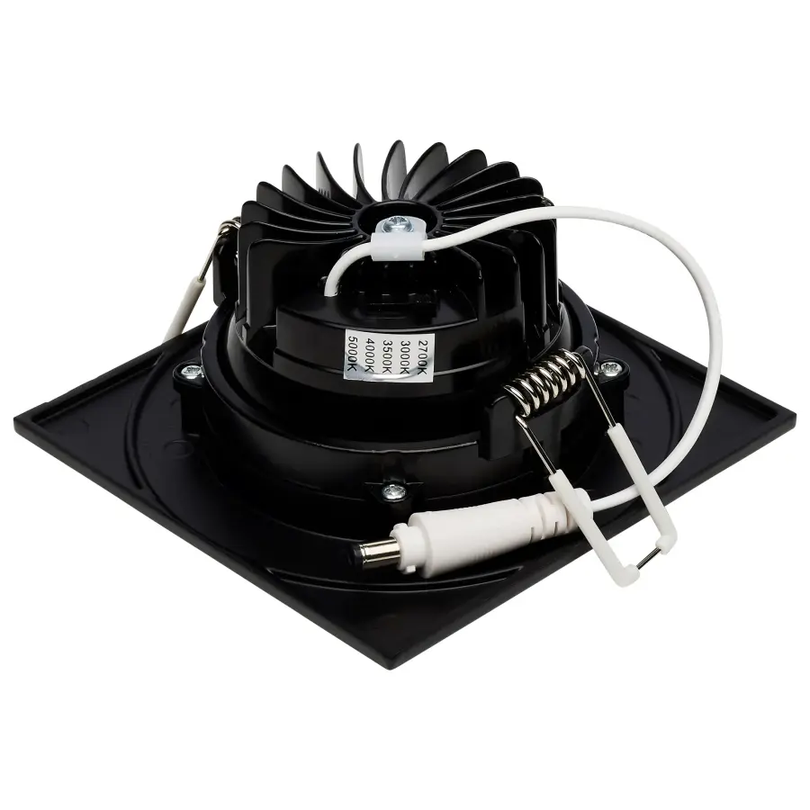 12 Watt LED Direct Wire Downlight - Gimbaled - 3.5 Inch - CCT Selectable - Square - Remote Driver - Black Finish - 840 Lumens - 120 Volt - Image 2