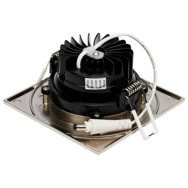 12 Watt LED Direct Wire Downlight - Gimbaled - 3.5 Inch - CCT Selectable - Square - Remote Driver - Brushed Nickel Finish - 840 Lumens - 120 Volt - Image 2