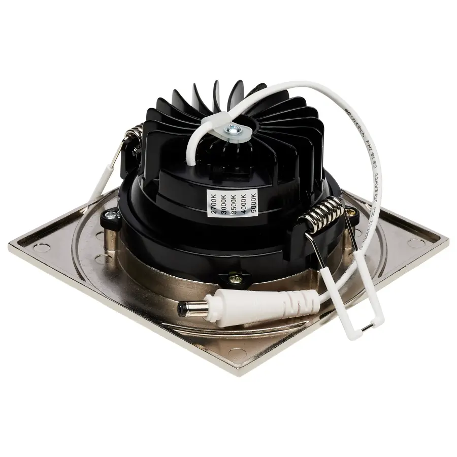 12 Watt LED Direct Wire Downlight - Gimbaled - 3.5 Inch - CCT Selectable - Square - Remote Driver - Brushed Nickel Finish - 840 Lumens - 120 Volt - Image 2