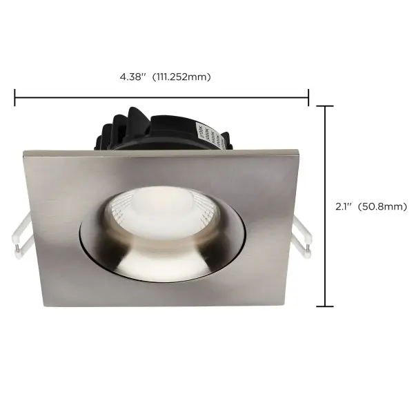 12 Watt LED Direct Wire Downlight - Gimbaled - 3.5 Inch - CCT Selectable - Square - Remote Driver - Brushed Nickel Finish - 840 Lumens - 120 Volt - Image 15
