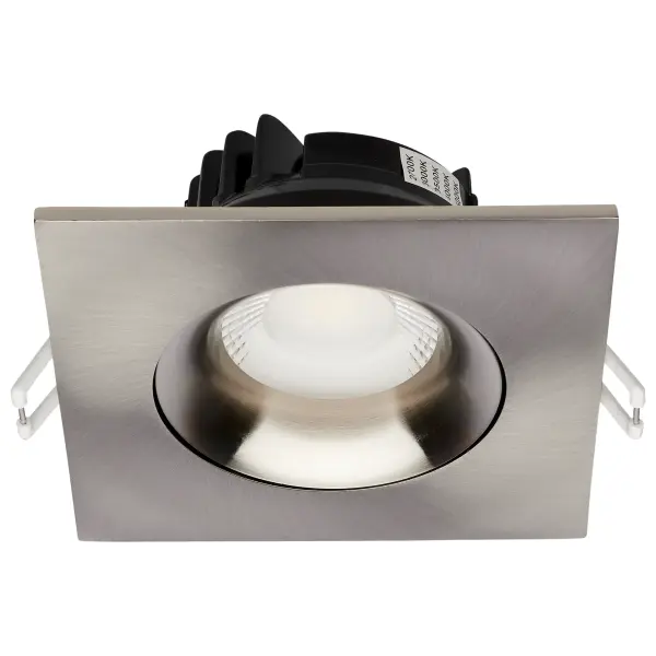 12 Watt LED Direct Wire Downlight - Gimbaled - 3.5 Inch - CCT Selectable - Square - Remote Driver - Brushed Nickel Finish - 840 Lumens - 120 Volt - Image 3