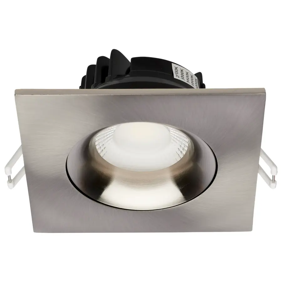 12 Watt LED Direct Wire Downlight - Gimbaled - 3.5 Inch - CCT Selectable - Square - Remote Driver - Brushed Nickel Finish - 840 Lumens - 120 Volt - Image 3