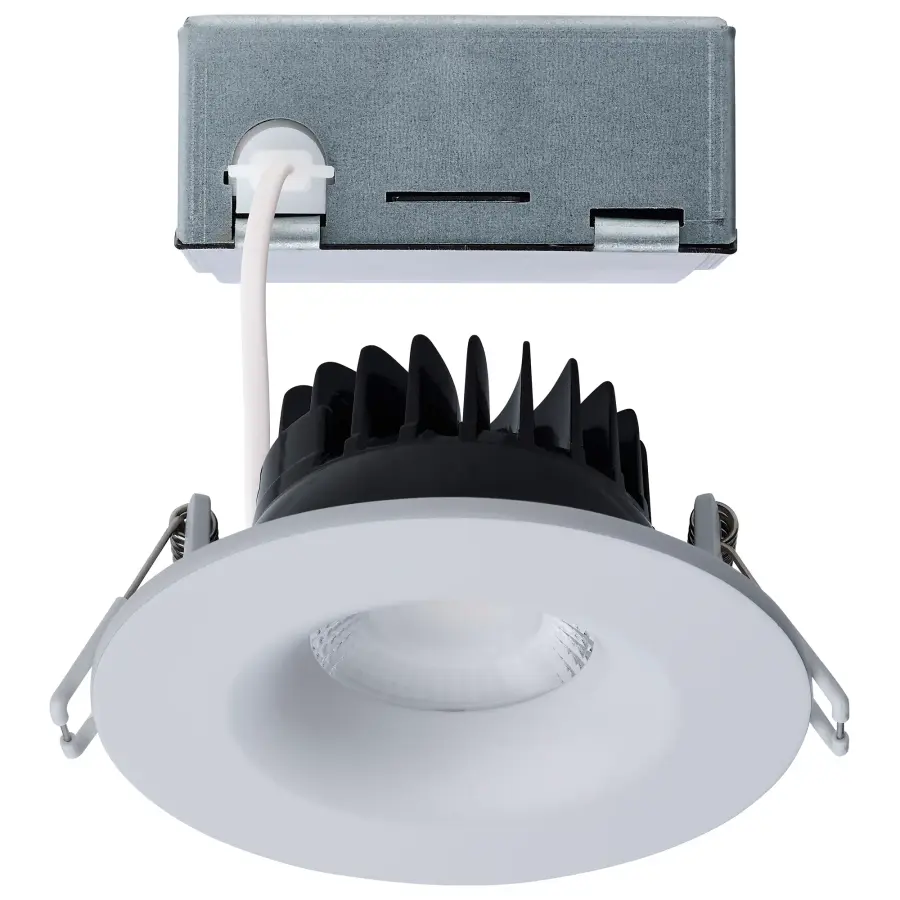10 Watt LED Direct Wire Downlight - Remote Driver - CCT Selectable - Dimmable - Round - White Finish - Image 1