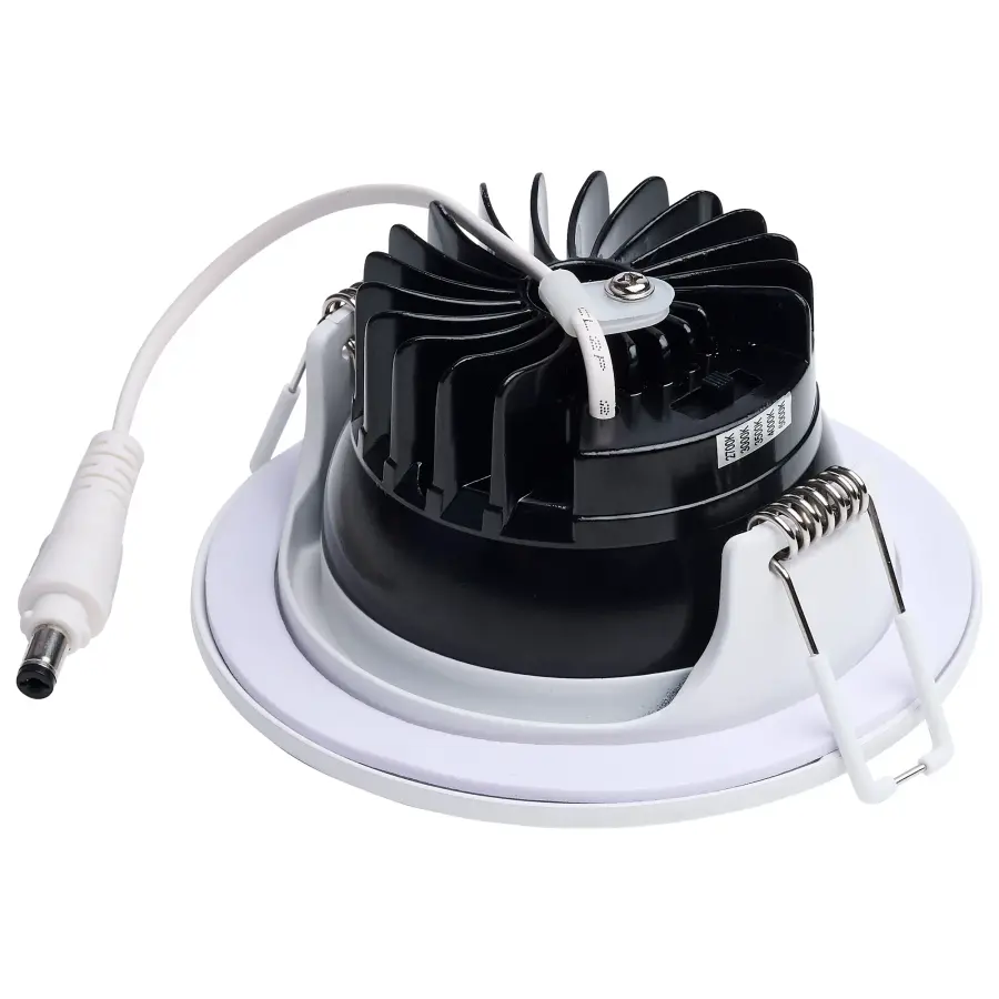 10 Watt LED Direct Wire Downlight - Remote Driver - CCT Selectable - Dimmable - Round - White Finish - Image 2