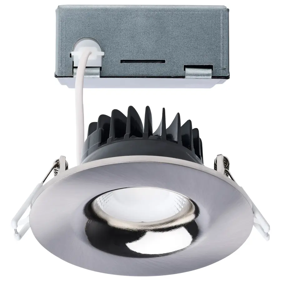 10 Watt LED Direct Wire Downlight - Remote Driver - CCT Selectable - Dimmable - Round - Brushed Nickel Finish - Image 1