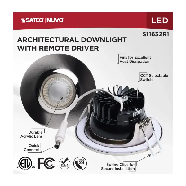10 Watt LED Direct Wire Downlight - Remote Driver - CCT Selectable - Dimmable - Round - Brushed Nickel Finish - Image 11