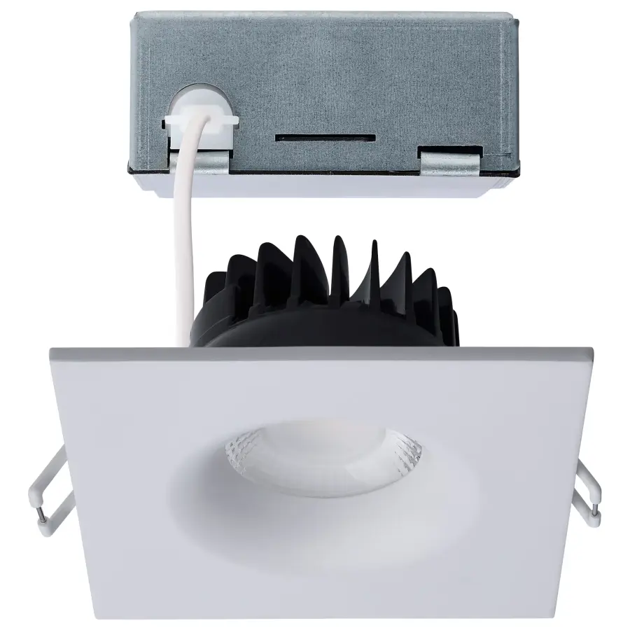 10 Watt LED Direct Wire Downlight - Remote Driver - CCT Selectable - Dimmable - Square - White Finish - Image 1