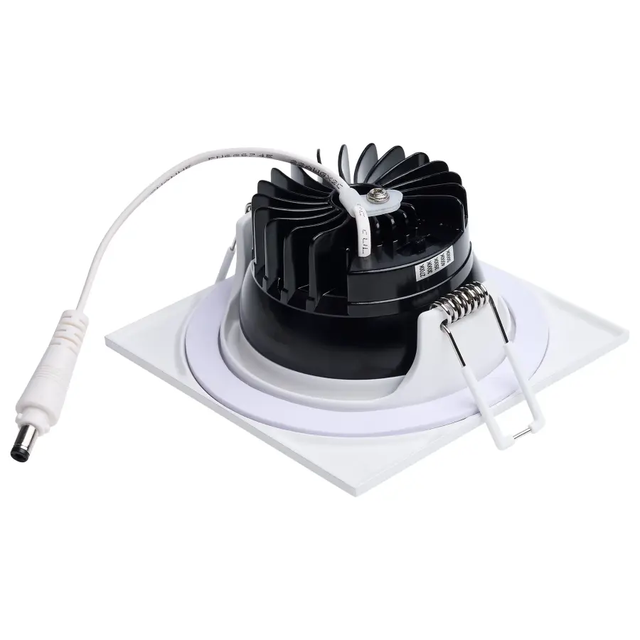 10 Watt LED Direct Wire Downlight - Remote Driver - CCT Selectable - Dimmable - Square - White Finish - Image 2