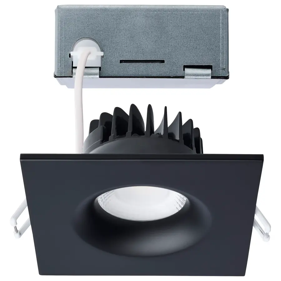 10 Watt LED Direct Wire Downlight - Remote Driver - CCT Selectable - Dimmable - Square - Black Finish - Image 1