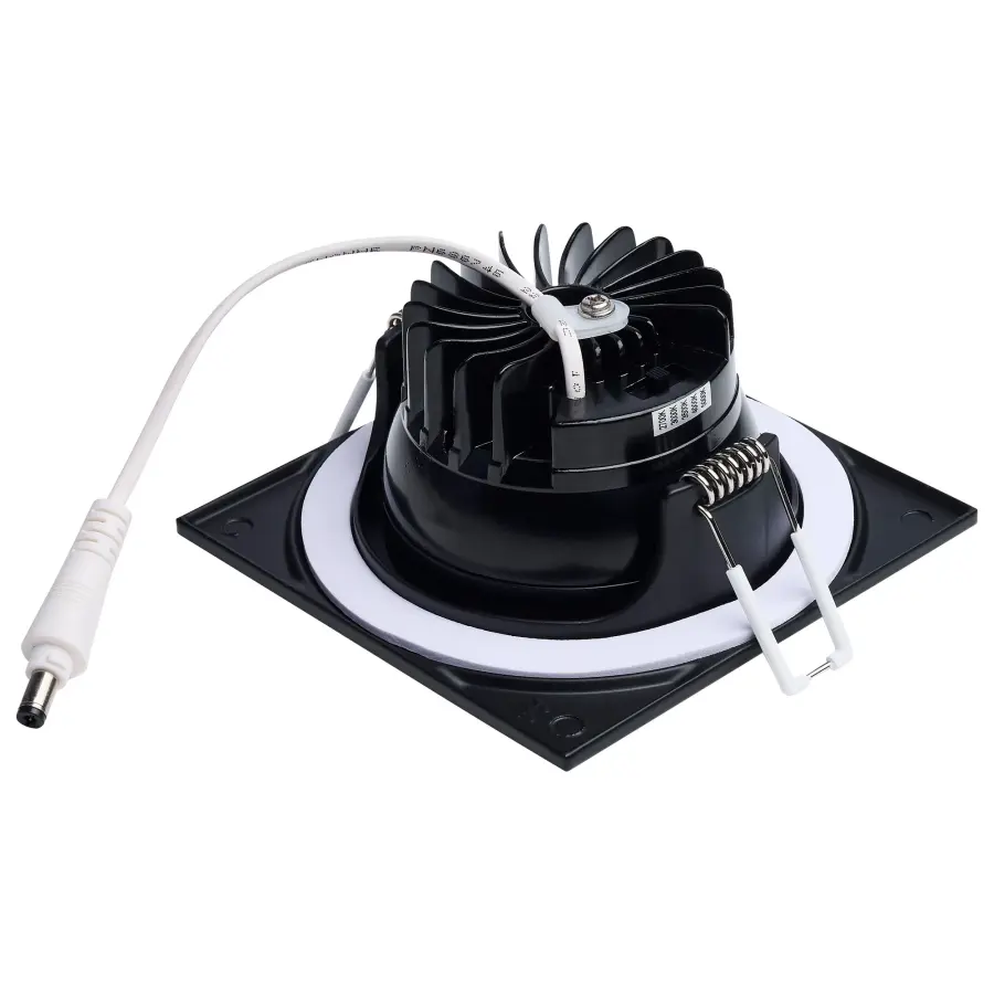 10 Watt LED Direct Wire Downlight - Remote Driver - CCT Selectable - Dimmable - Square - Black Finish - Image 2