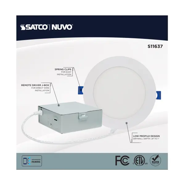 Starfish - 11 Watt LED Direct Wire Downlight - 6-Inch - Remote Driver - RGBTW - Round - White Finish - Image 7