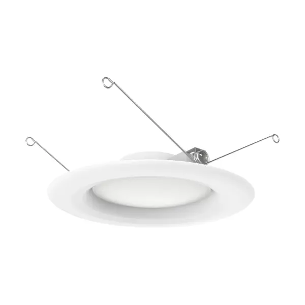 Satco's 9.2-watt, LED downlight retrofit is an easy to install lighting solution for commercial applications. Illuminate offices, retail spaces, and hotels, with this dimmable, contemporary, downlight retrofit. Round, with a white finish, this downlight delivers 35,000 hours of warm white light and comes in a pack of 6. - alternate view