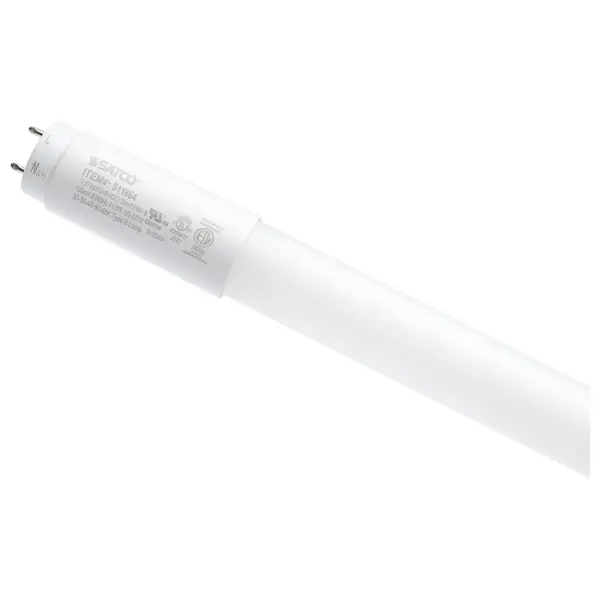 SATCO NUVO's LED Flicker-Free Lamps offer smooth, continuous light with less than 2-percent flicker. Ideal for use in offices, retail applications, and safe for use in commercial kitchens with the PET coated shatterproof tube. Extending the versatility of these lamps, they are 120V-277V range voltage compatible in ballast bypass configurations, and allow for 5-CCT selection at the time of installation to customize light output to the environment.